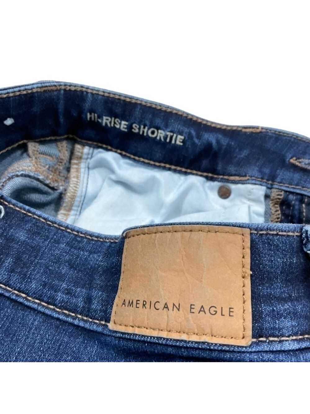 American Eagle Outfitters Hi-Rise Shortie Raw Hem 5 pocket Jean Shorts size 0 - Picture 8 of 10